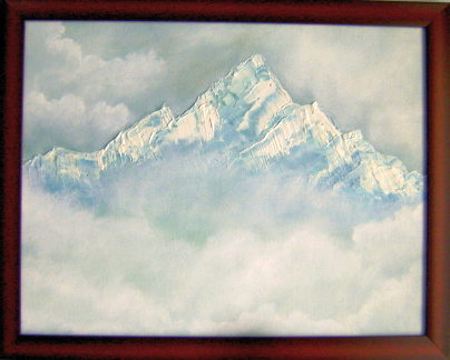 Snow on the peaks<br>
(Palette knife Oil On canvas 14*18)
